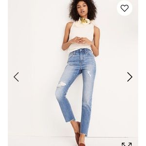 Madewell Highrise Slim Boyjean Distressed Size 28